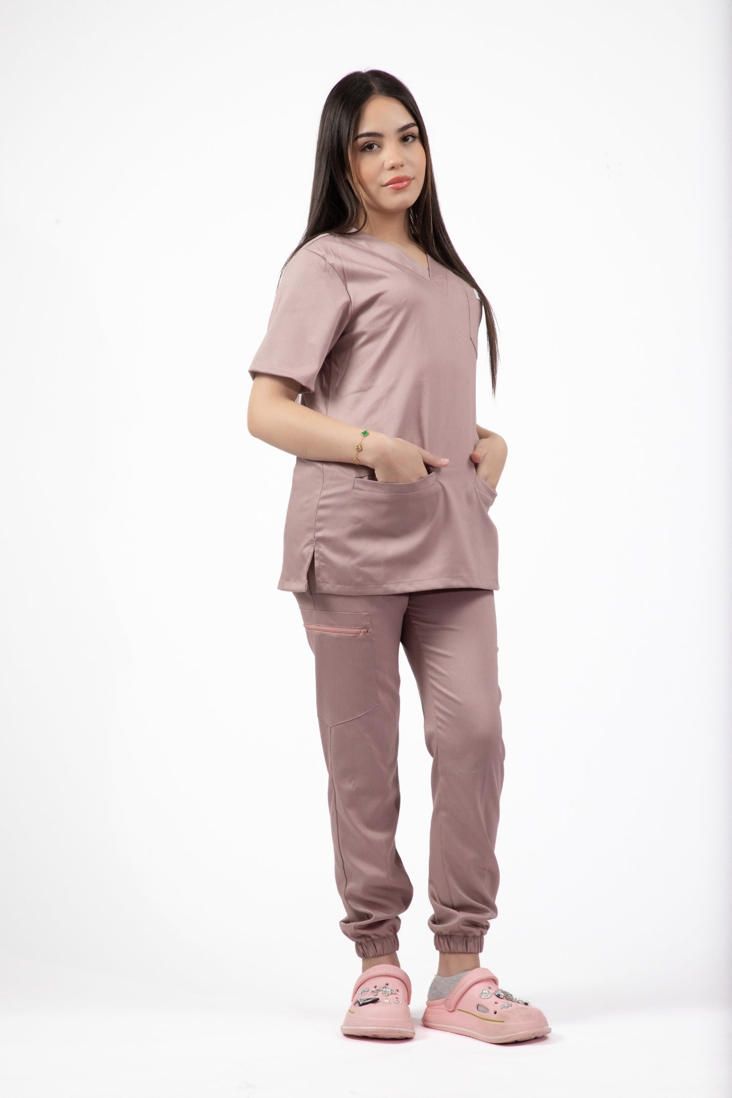 Uniforme médical Slimfit NEW - Tenue médicale rose avec blouse et pantalon ajustés