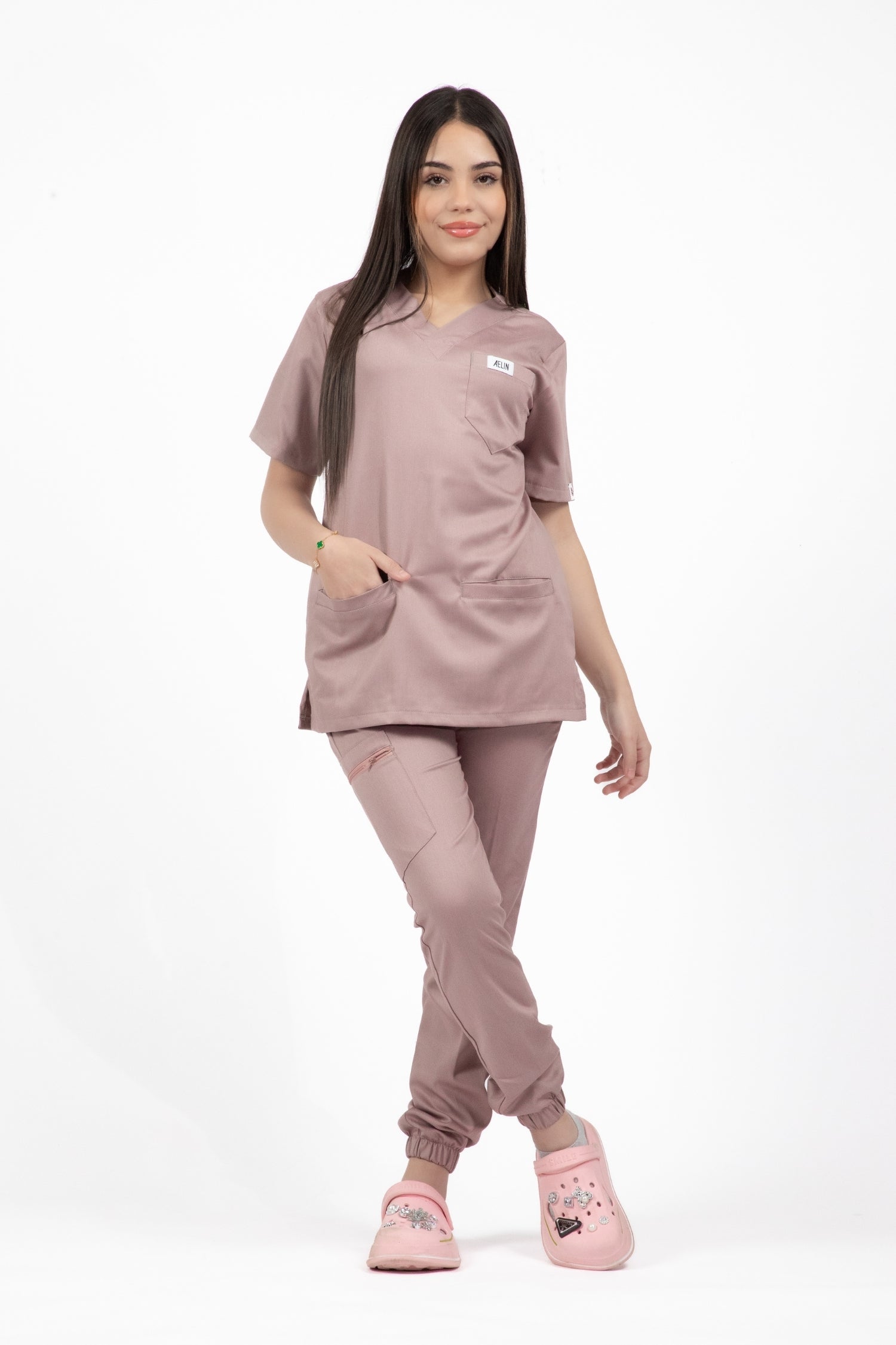 Femme en uniforme médical rose Slimfit NEW - dune blouse et dun pantalon