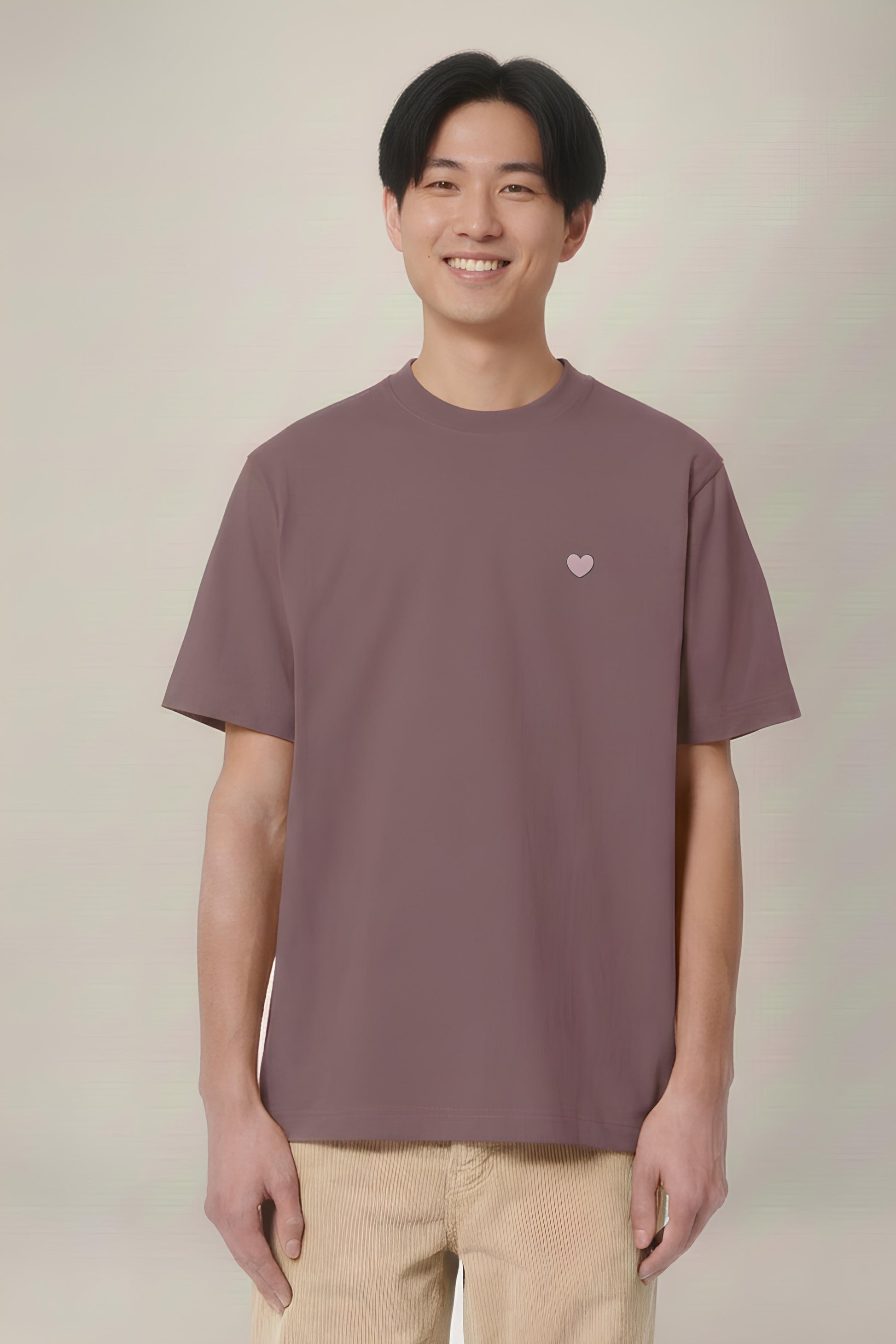 T-shirt premium Aelin Paris heavy coton unisexe motif cœur mauve