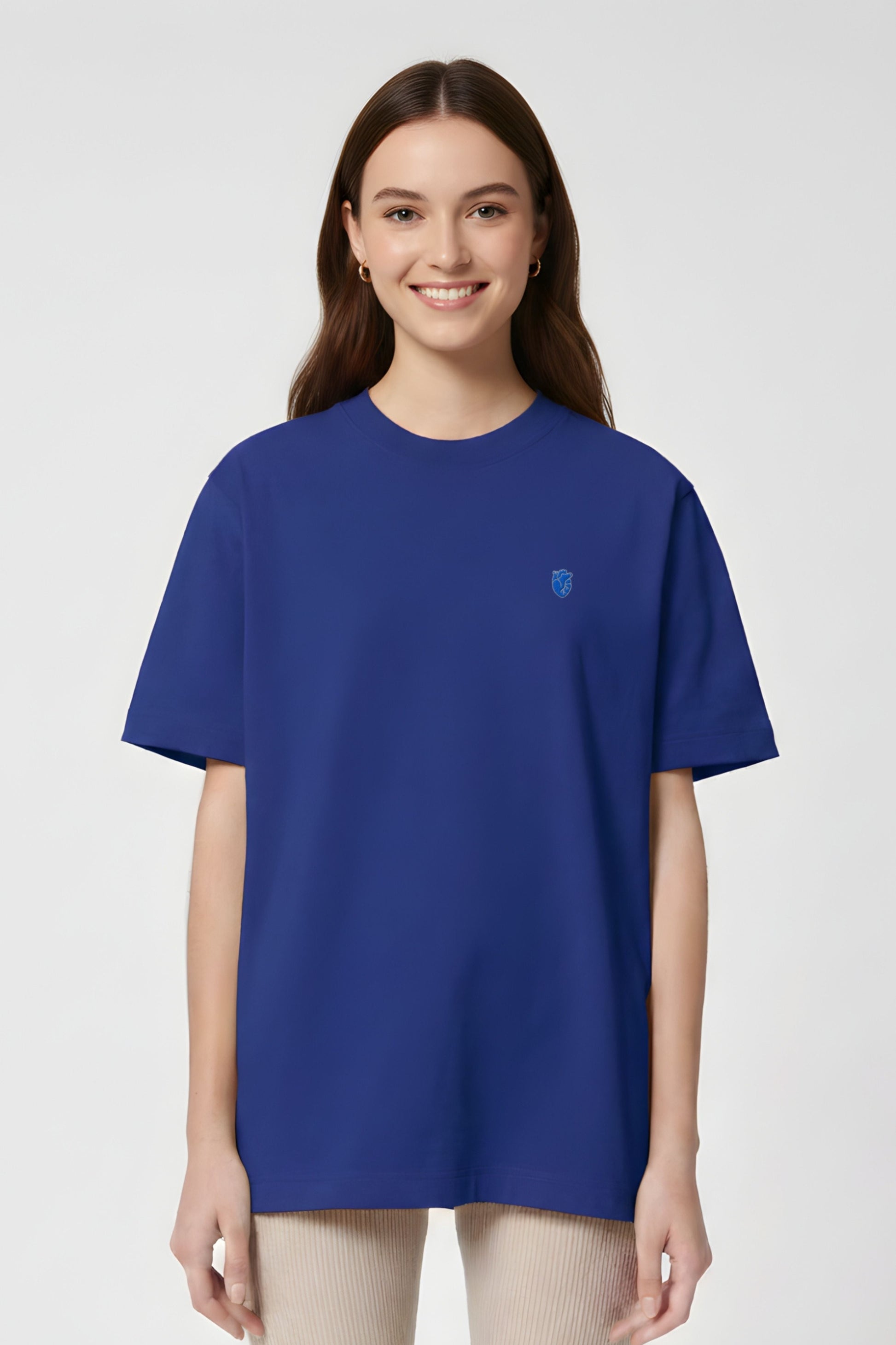 T-shirt premium Aelin Paris bleu royal oversized coton logo brodé