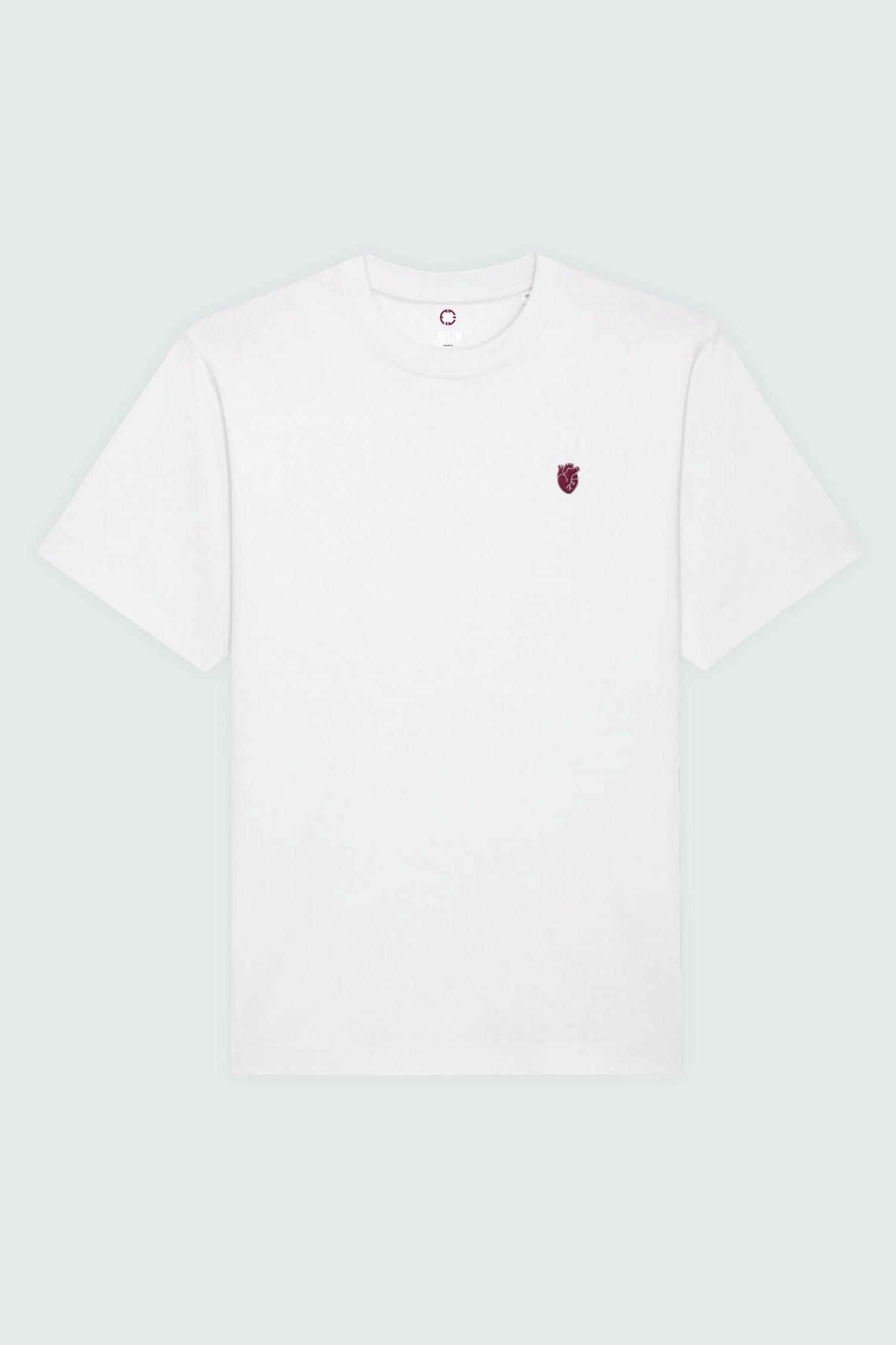 T-shirt premium Aelin Paris coton lourd unisexe coeur anatomique rouge brode
