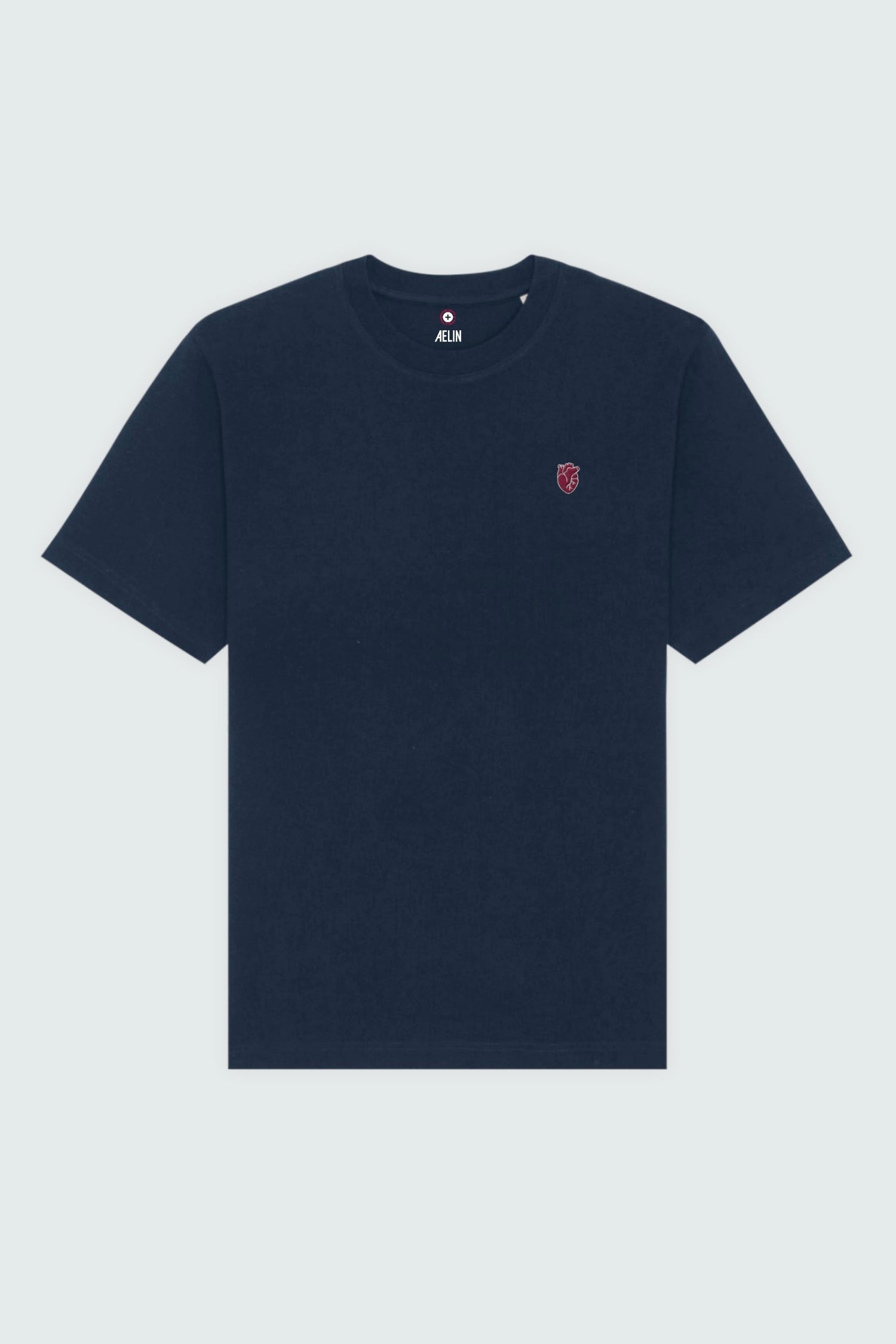 T-shirt premium Aelin Paris bleu marine à motif cœur anatomique