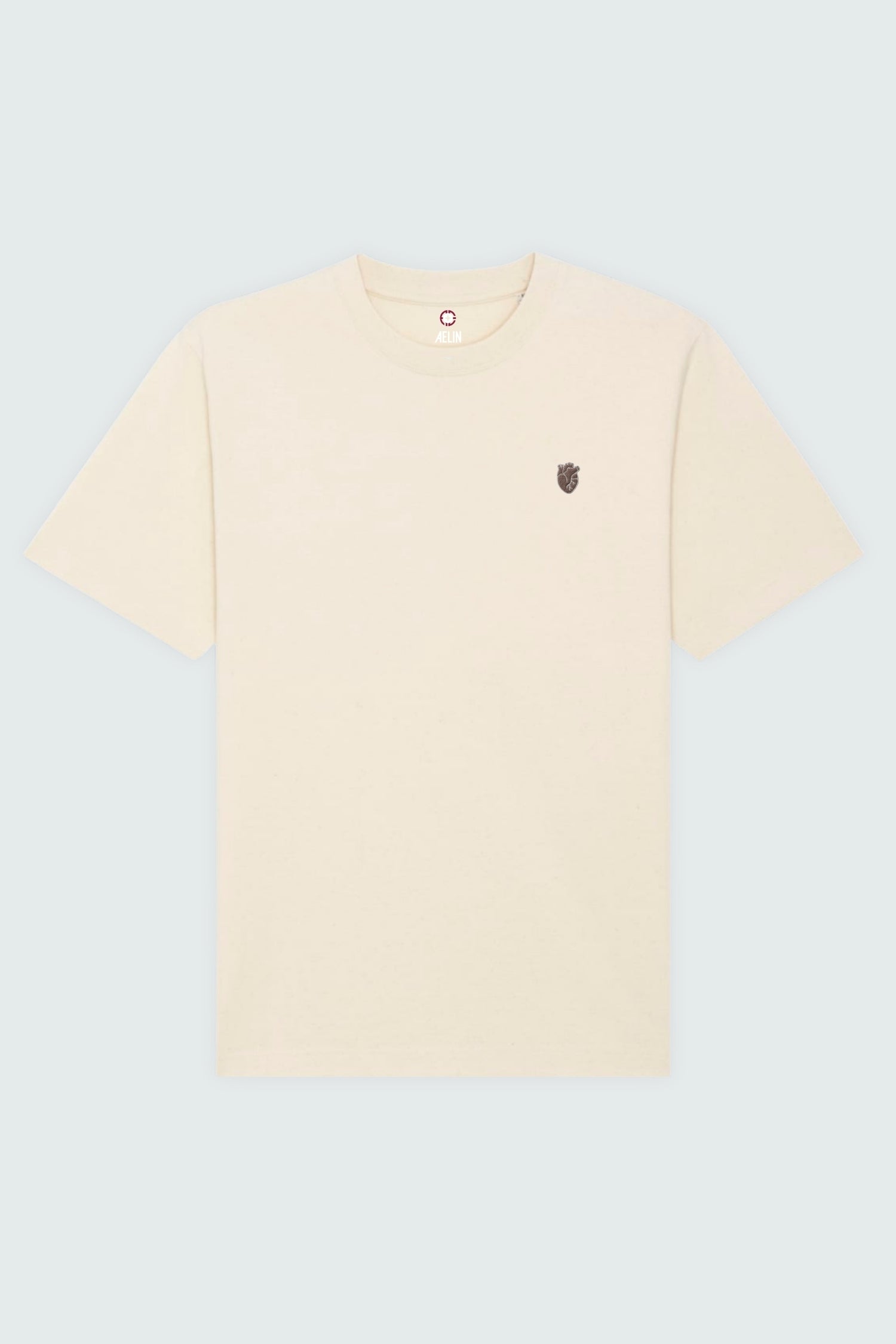 T-shirt premium Aelin Paris en coton lourd crème à motif cœur anatomique