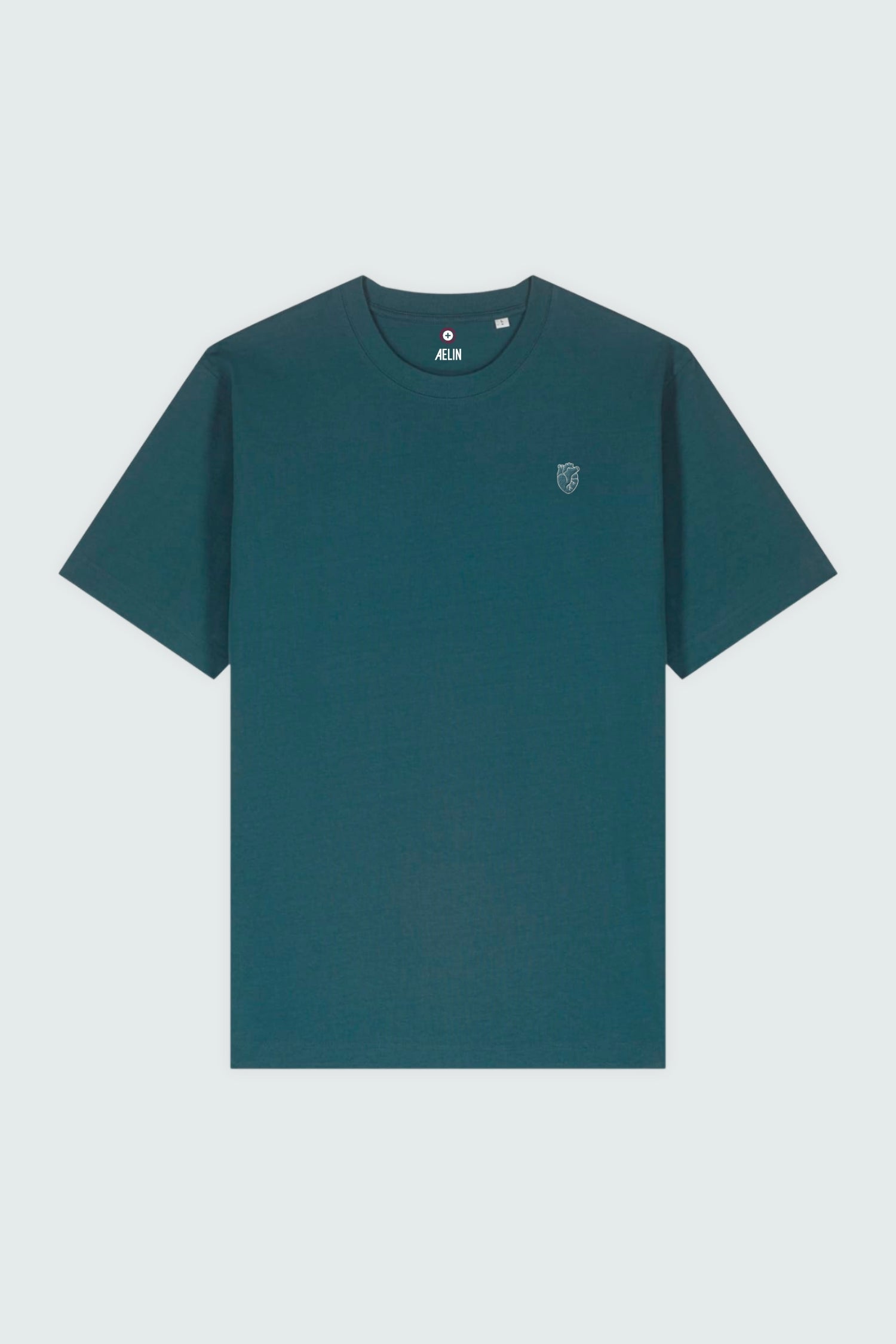 T-shirt premium Aelin Paris heavy coton unisexe à motif cœur anatomique teal foncé