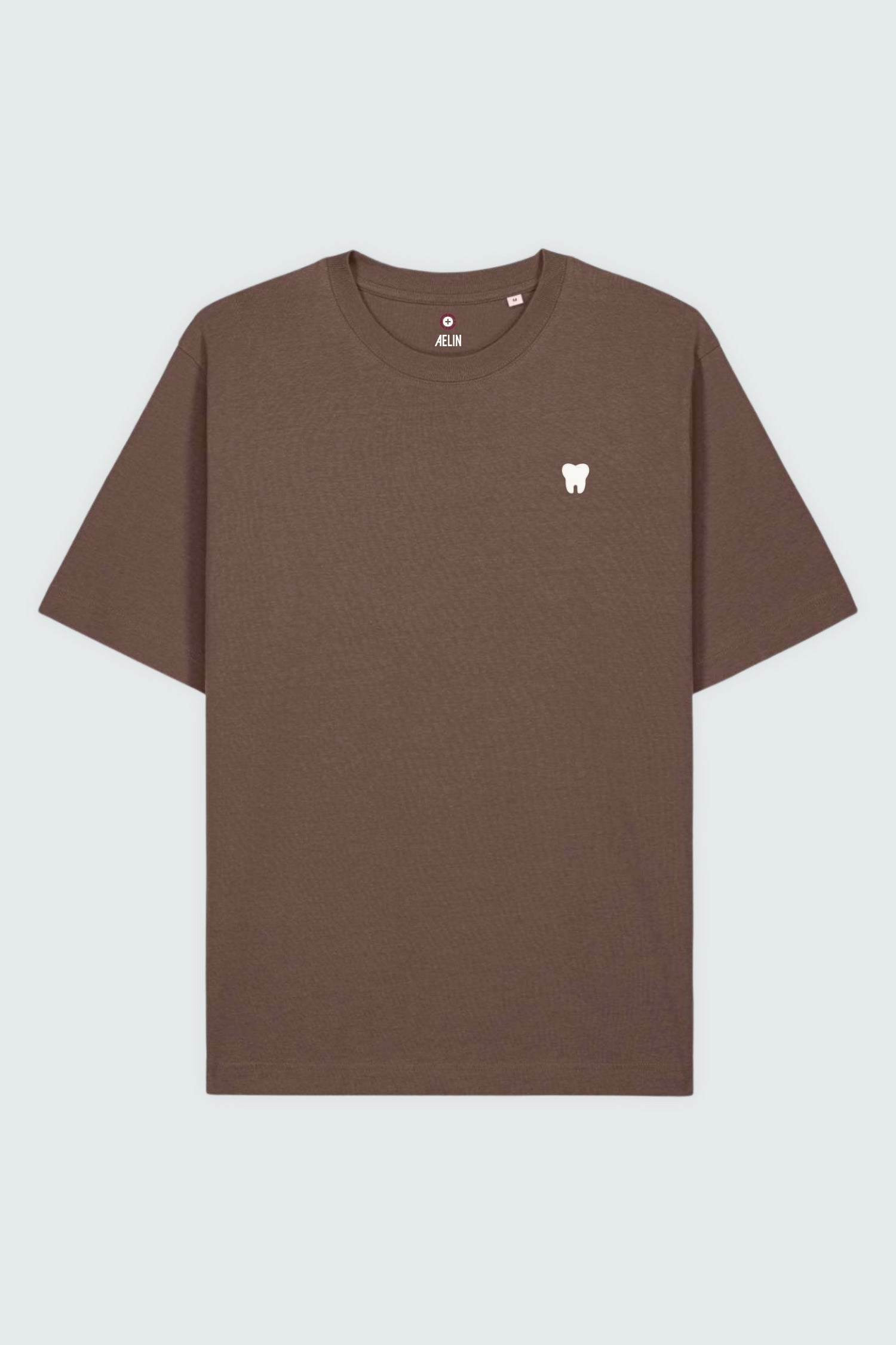 T-shirt premium Aelin Paris heavy coton unisexe motif dentaire brun