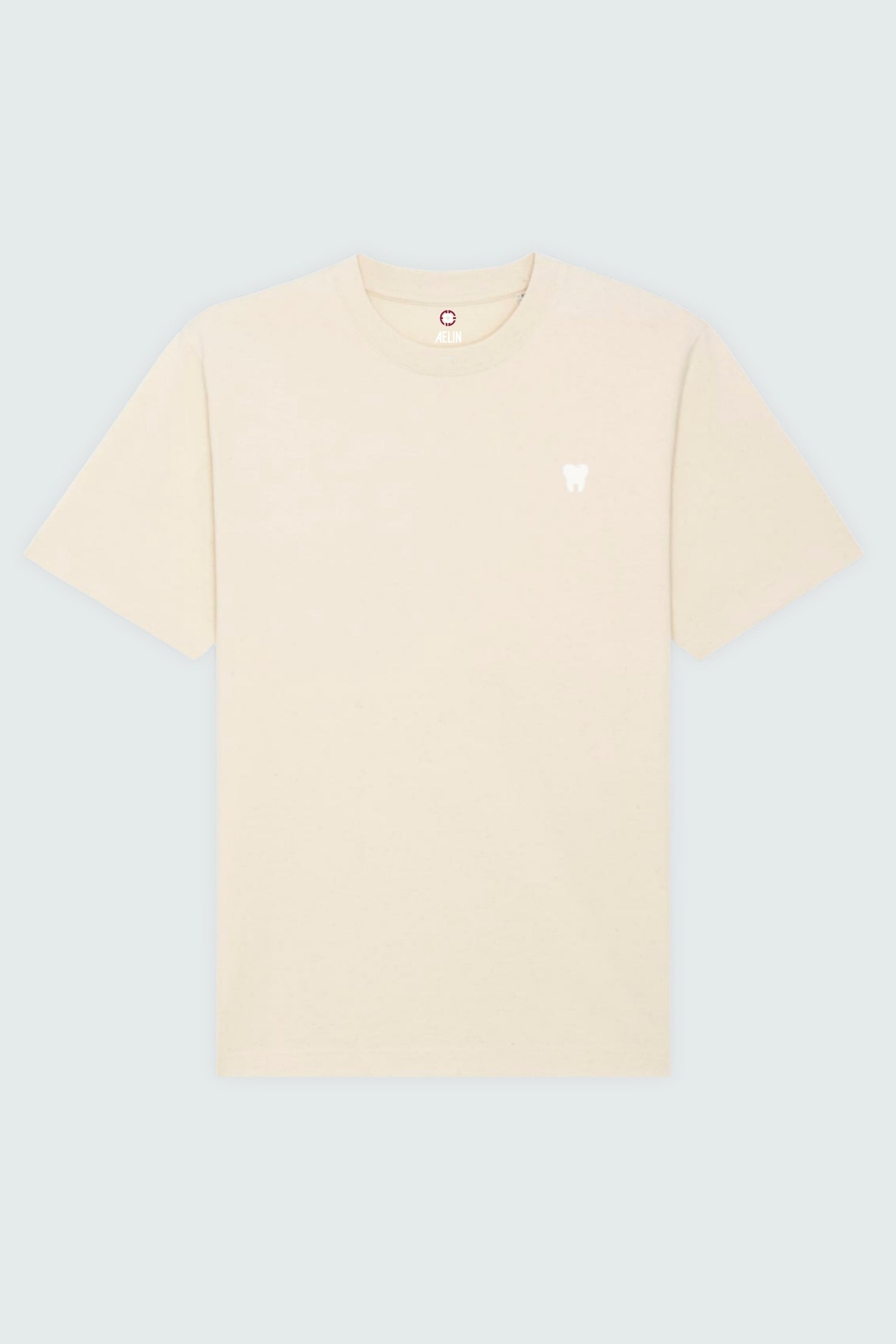 T-shirt premium Aelin Paris heavy coton unisexe motif dentaire crème