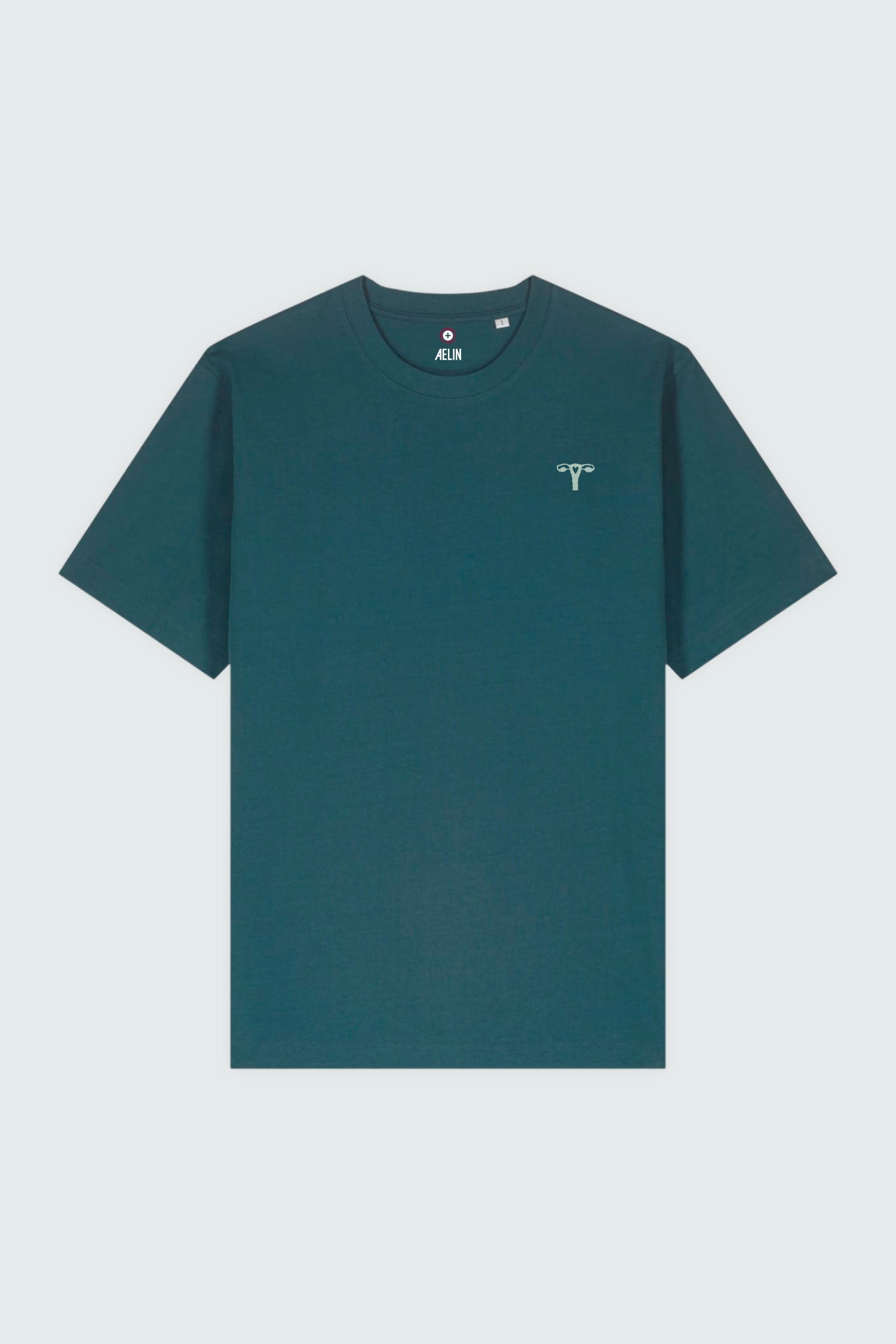 T-shirt premium Aelin Paris heavy coton unisexe à motif gynécologie, logo brodé blanc