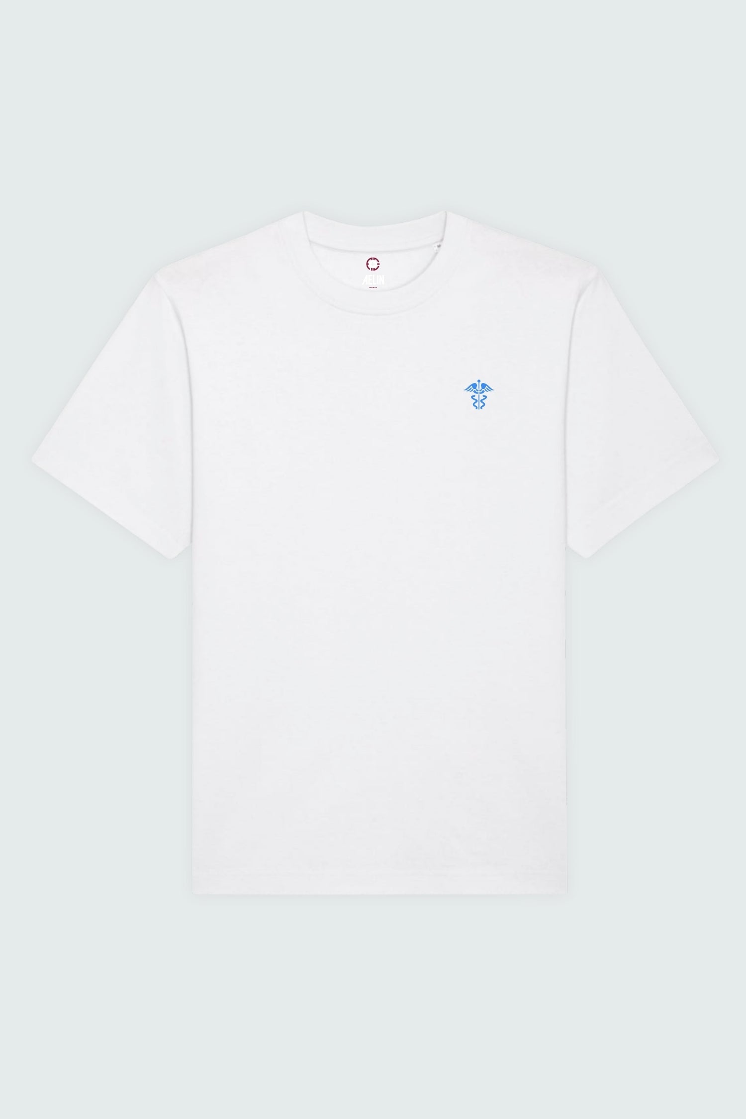 T-shirt premium Aelin Paris coton lourd unisexe motif médical bleu brodé