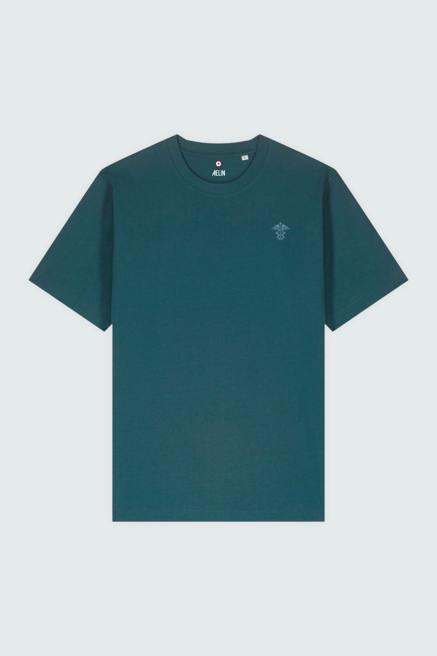 T-shirt premium Aelin Paris heavy coton unisexe à motif médical brodé teal foncé