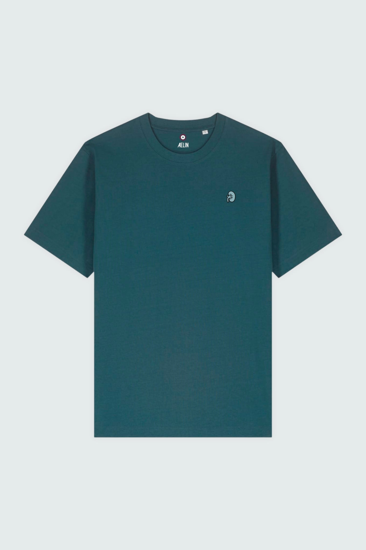 T-shirt premium Aelin Paris heavy coton unisexe motif néphrologie teal foncé
