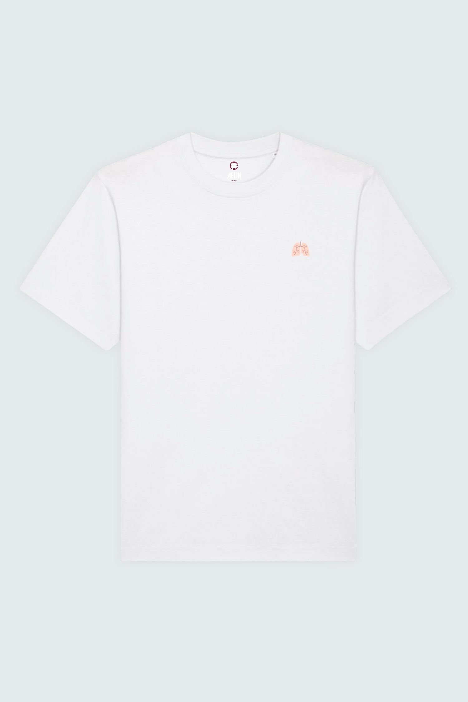 T-shirt premium Aelin Paris heavy coton unisexe motif pneumologie rose brodé