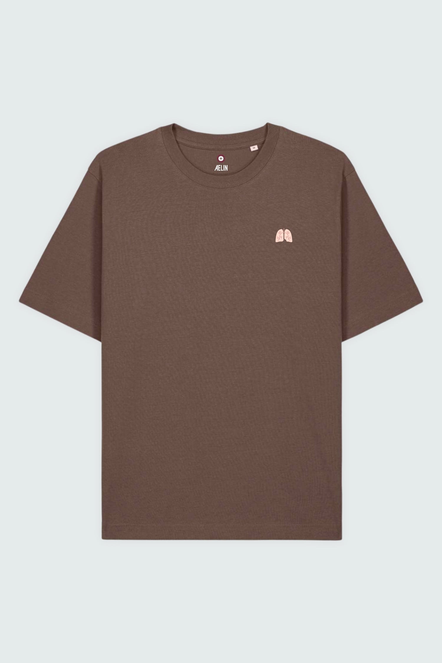 T-shirt premium Aelin Paris unisexe coton lourd motif pneumologie brun