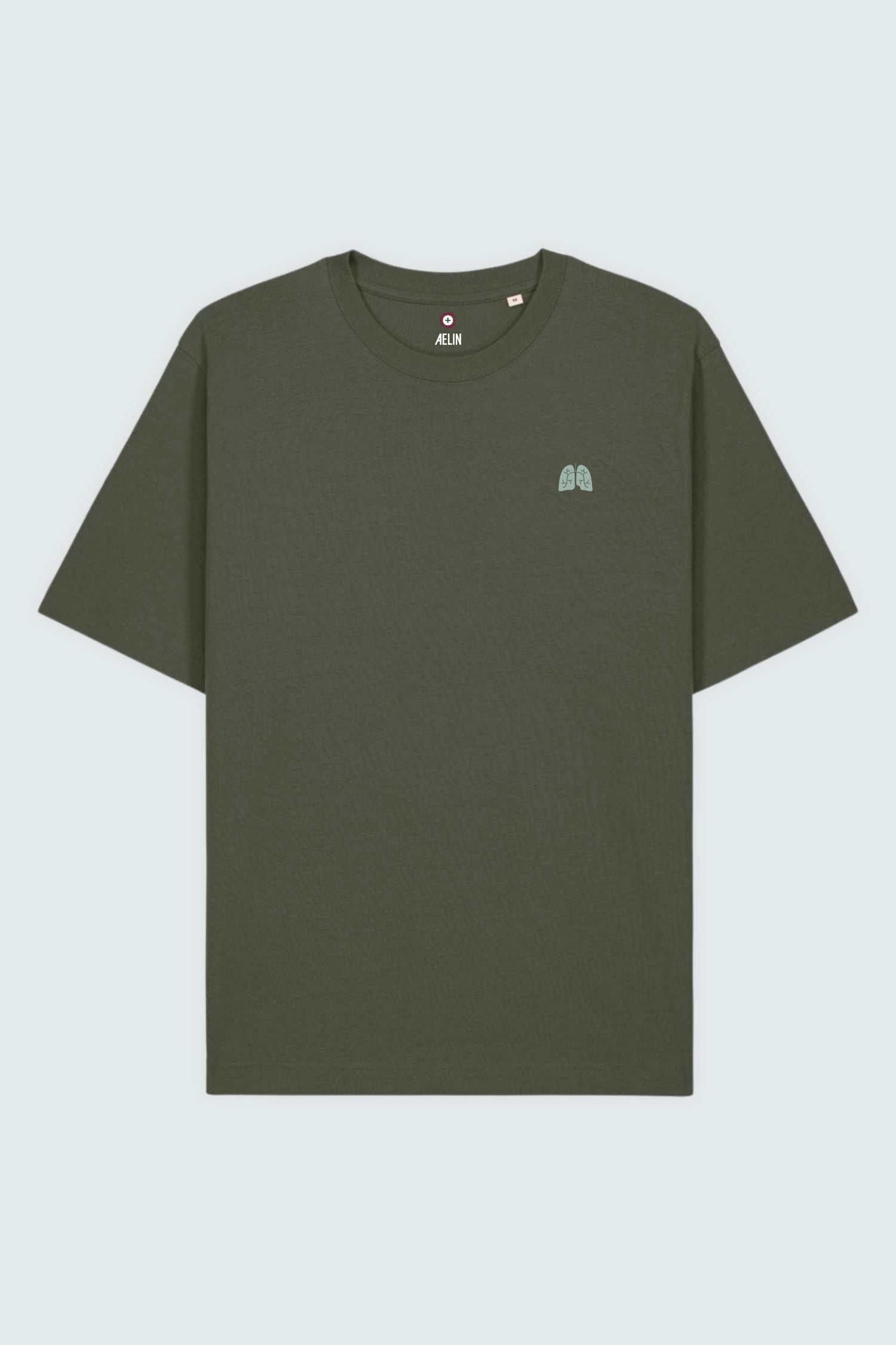 T-shirt premium Aelin Paris olive vert, coton lourd unisexe pneumologie