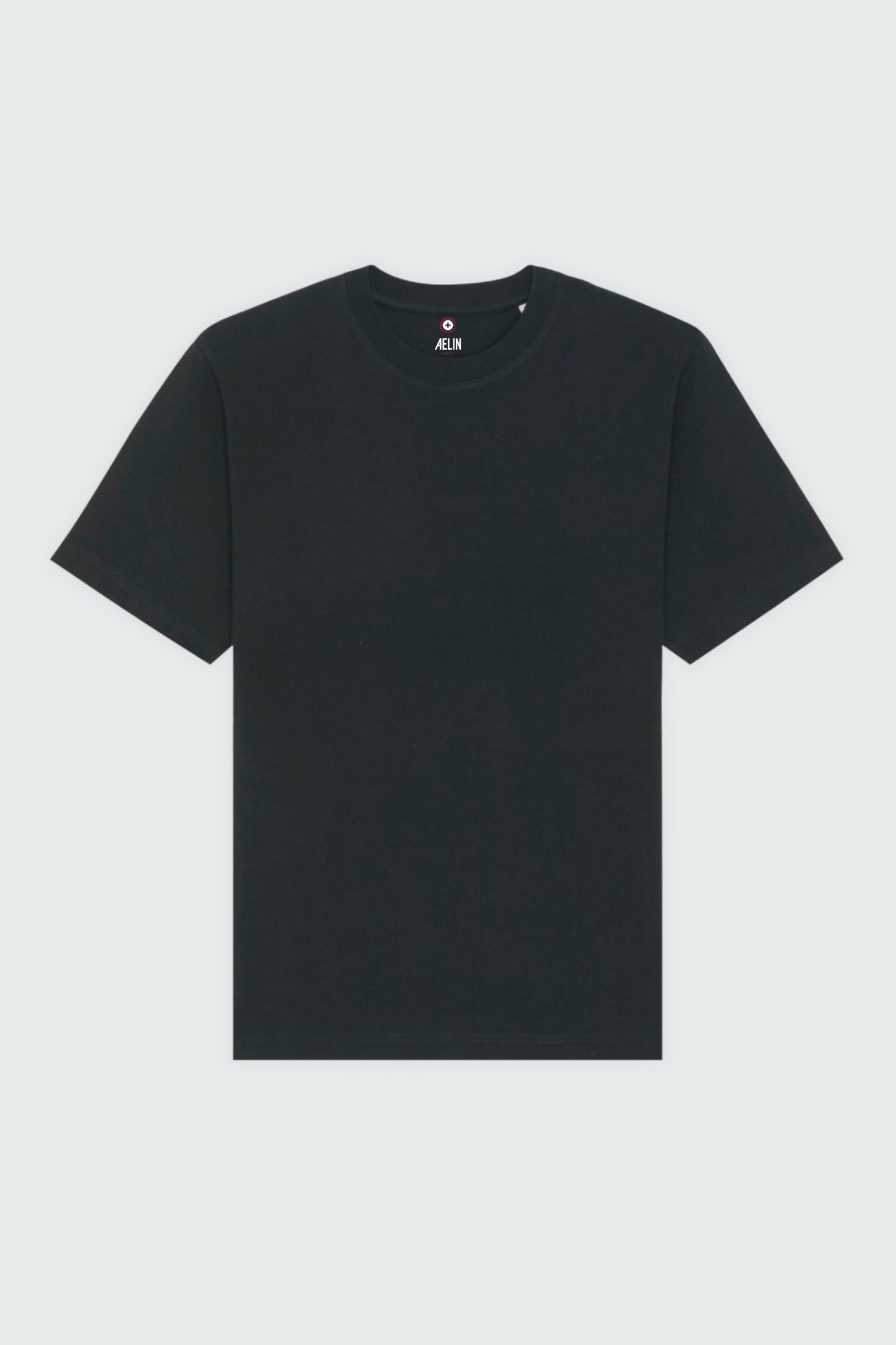 T-shirt premium Aelin Paris heavy coton unisexe noir à manches courtes