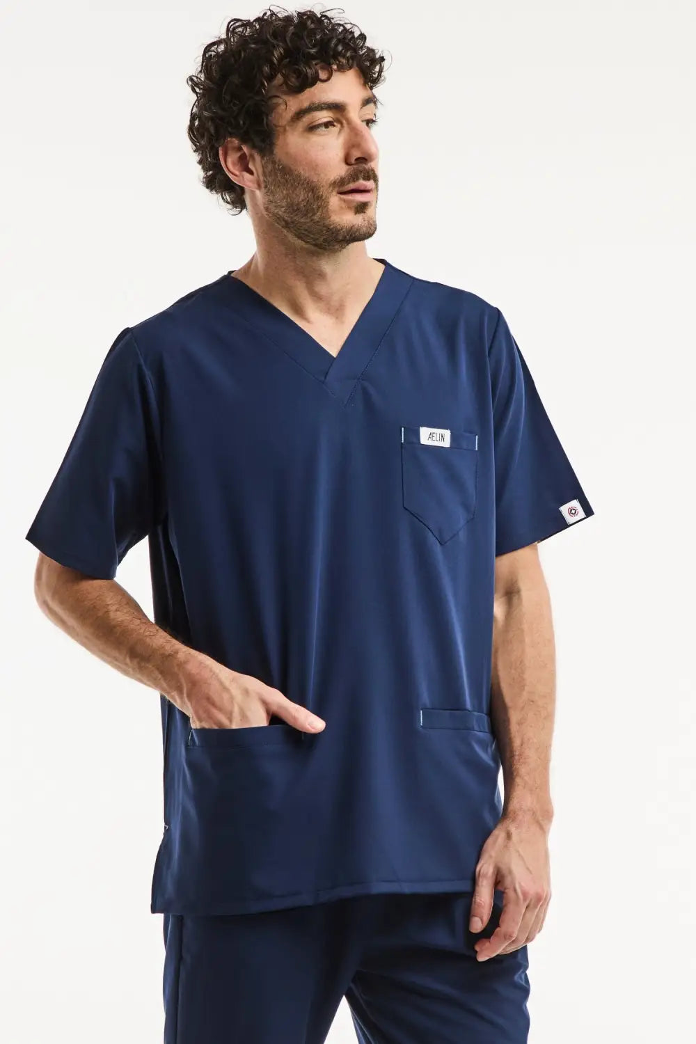 Uniforme médical bleu marine avec blouse Slimfit pour homme