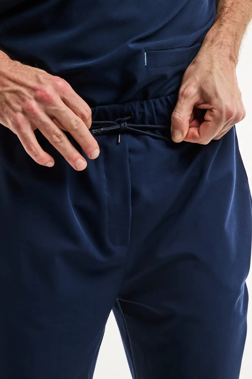 Pantalons de tirage bleu marine pour uniforme médical, slimfit pour homme