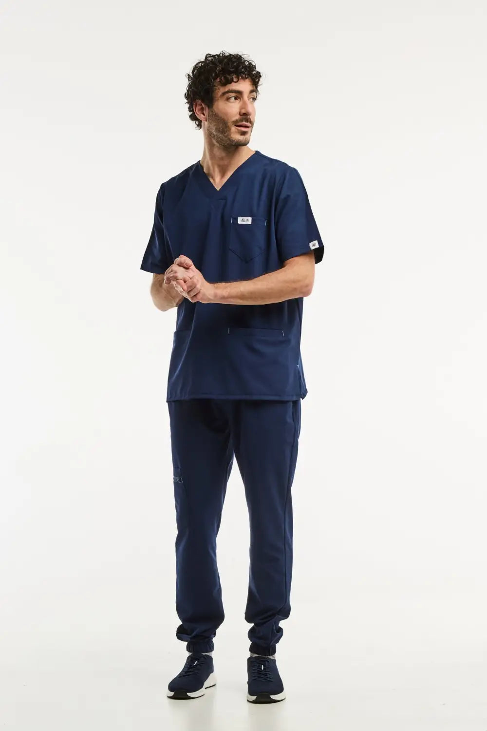 Uniforme médical bleu marine, composé d’une blouse, Tenue médicale Slimfit Homme