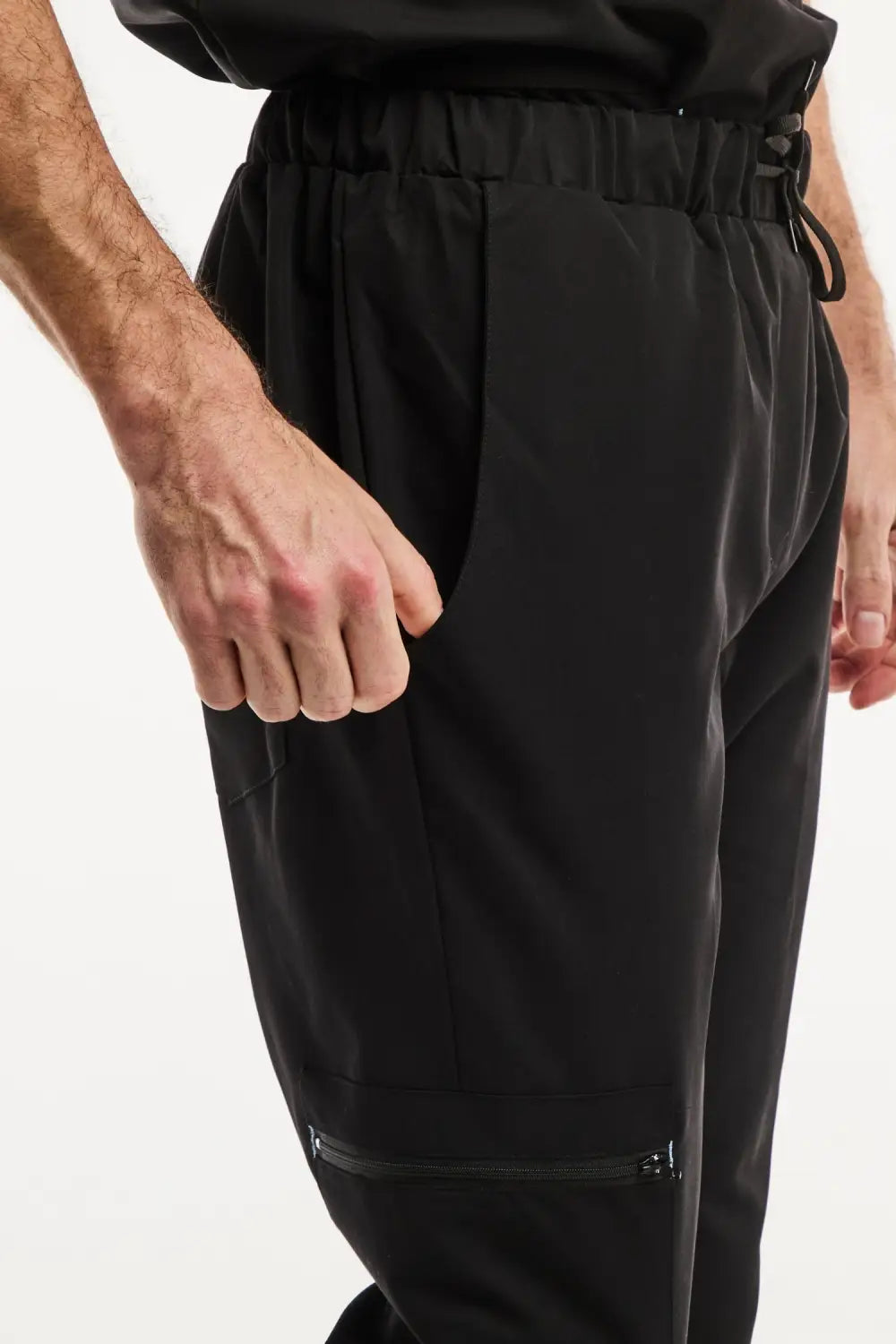 Pantalons noirs à cordon, composés d’une tenue médicale homme Slimfit