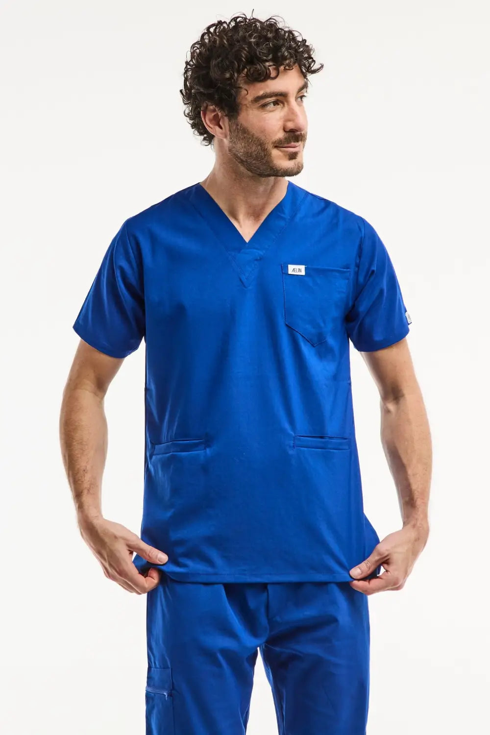 Tunique médicale bleu royal Slimfit pour homme en ensemble de scrubs médicaux