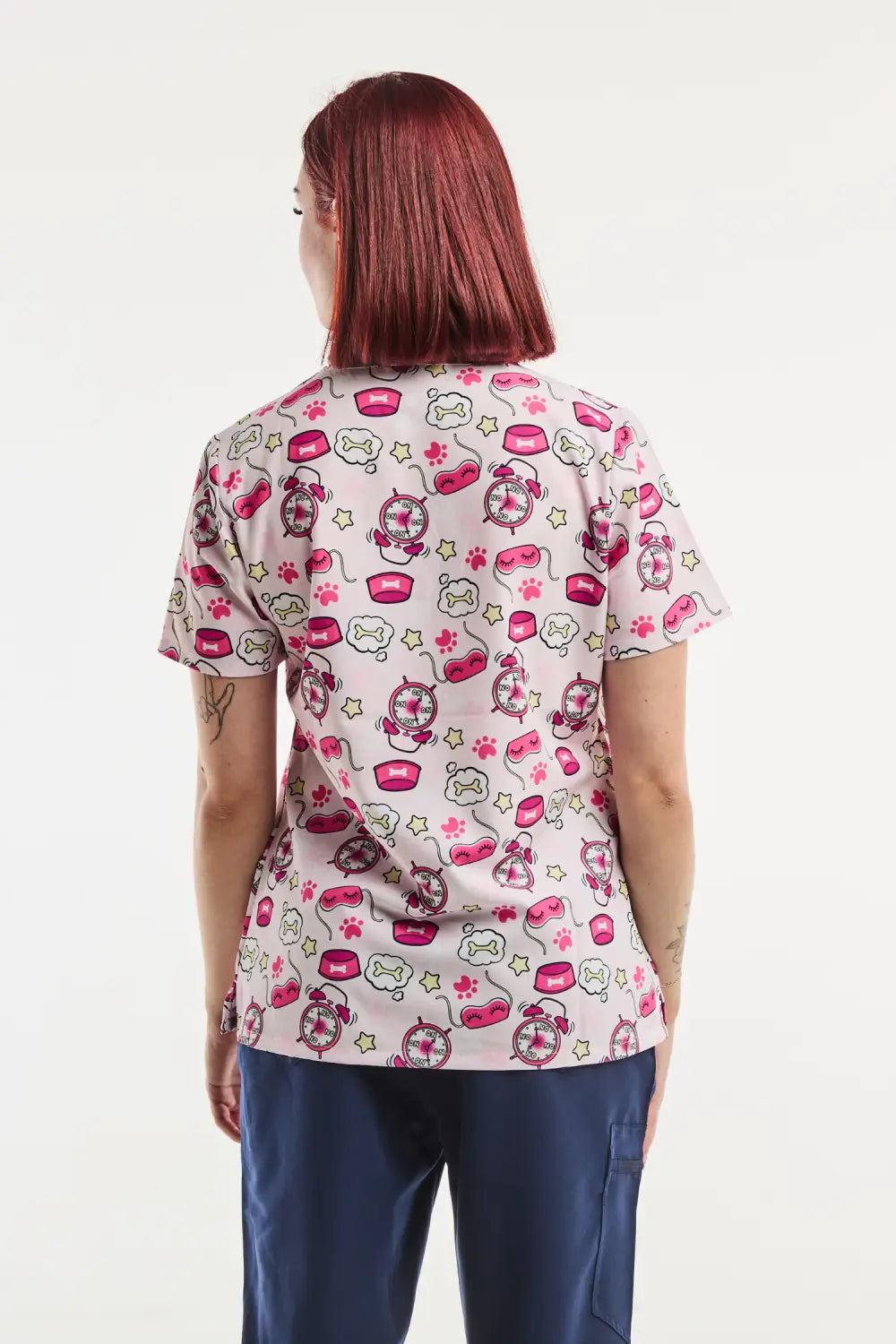 Tunique Médicale Stretch 4 Voies - Femme - Bonheur Rose, tuniques médicales imprimées