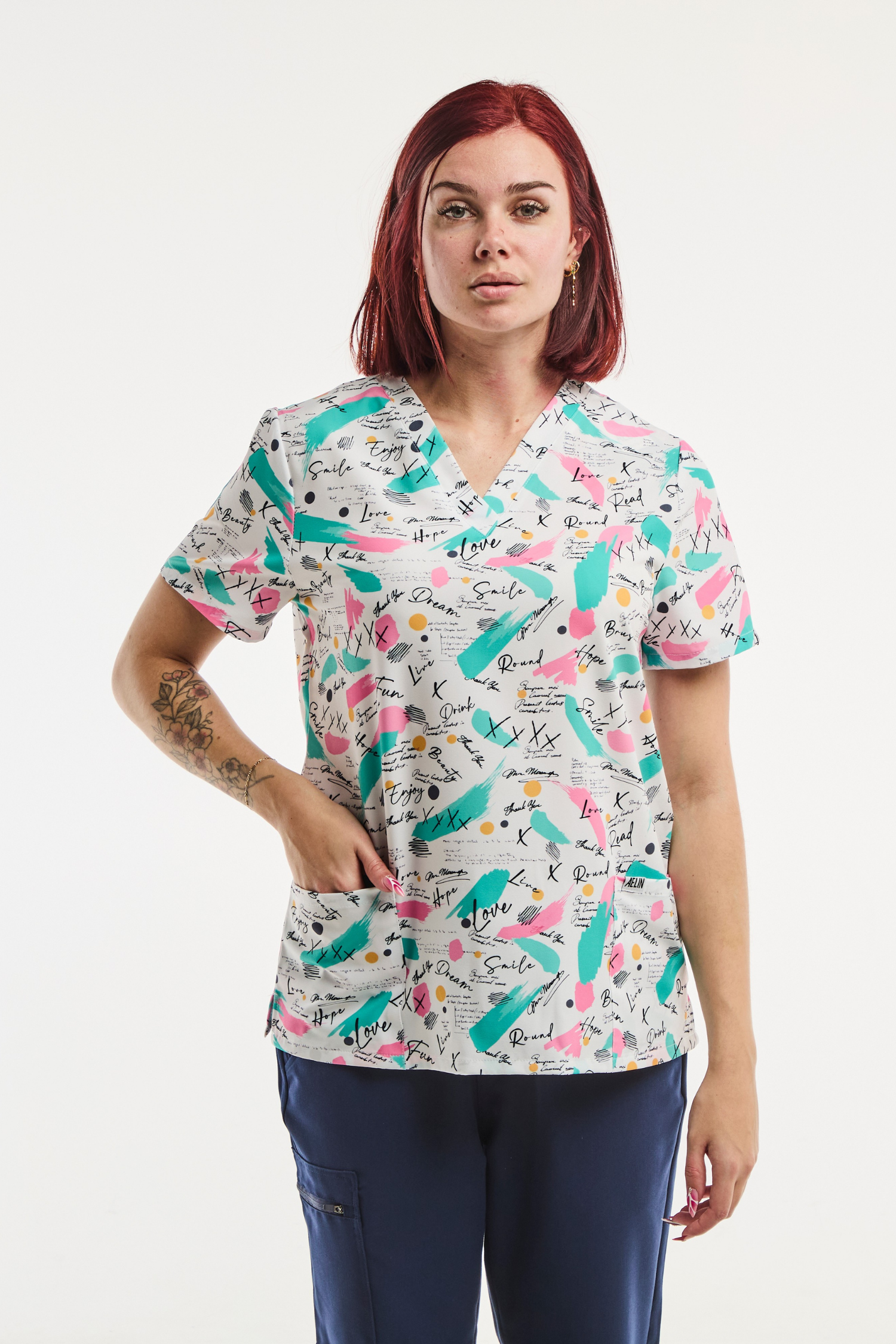 Tunique Médicale Stretch 4 Voies Femme Rêves Enchantés avec motif floral élégant