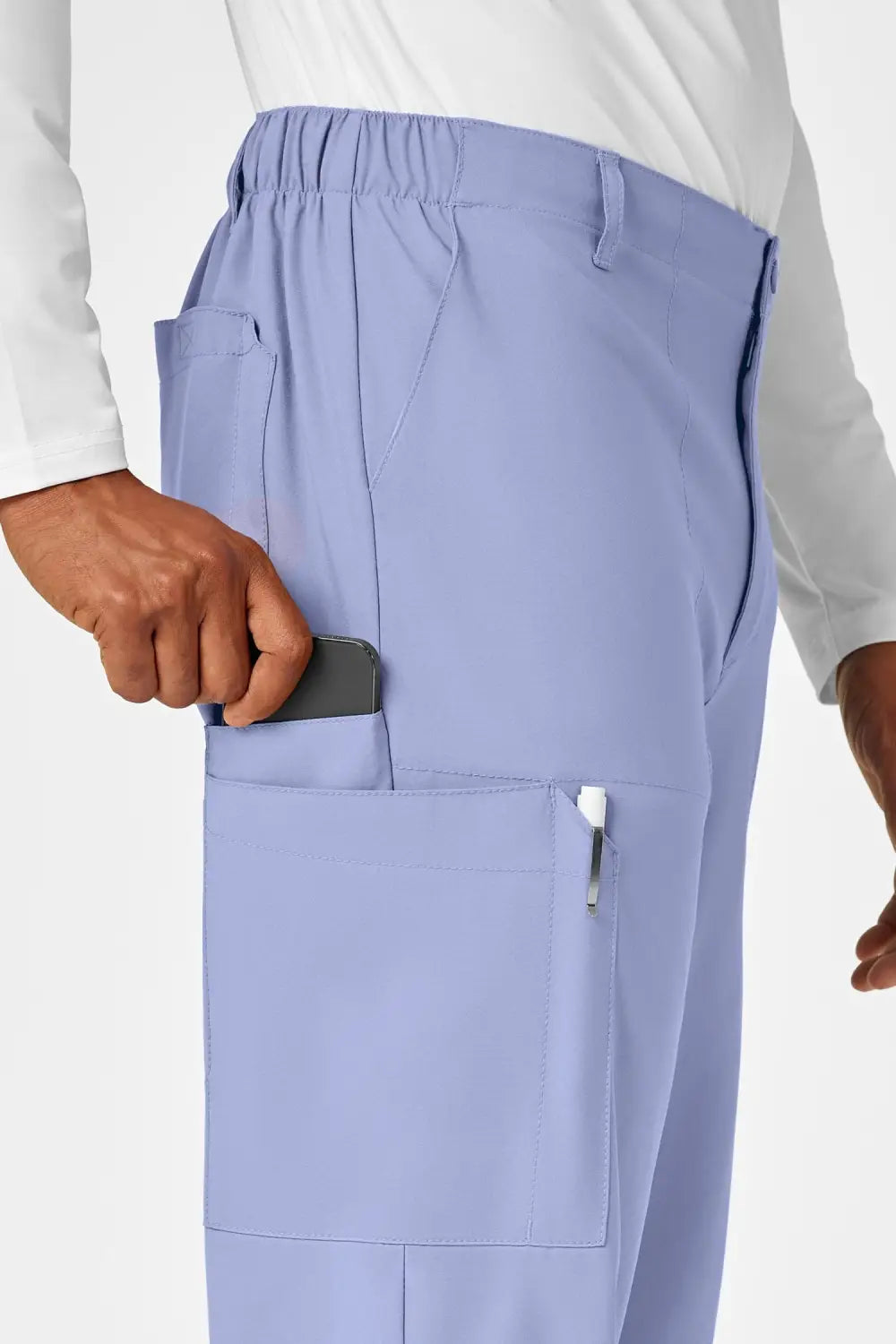 Pantalon de bloc homme bleu ciel : pantalon médical lavande avec multiples poches