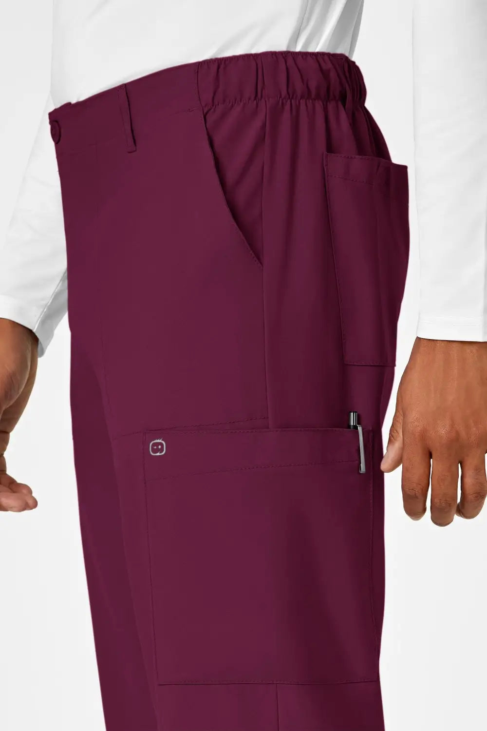 Pantalon de bloc Homme Bordeaux en microfibre élastique avec poches latérales