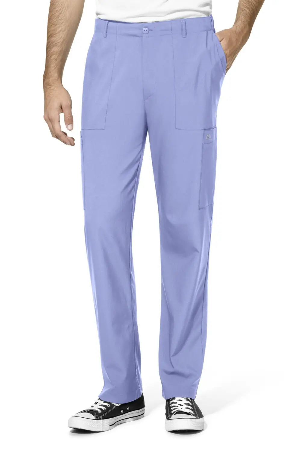 Pantalon de tenue médicale bleu ciel pour homme, avec poches et taille élastique