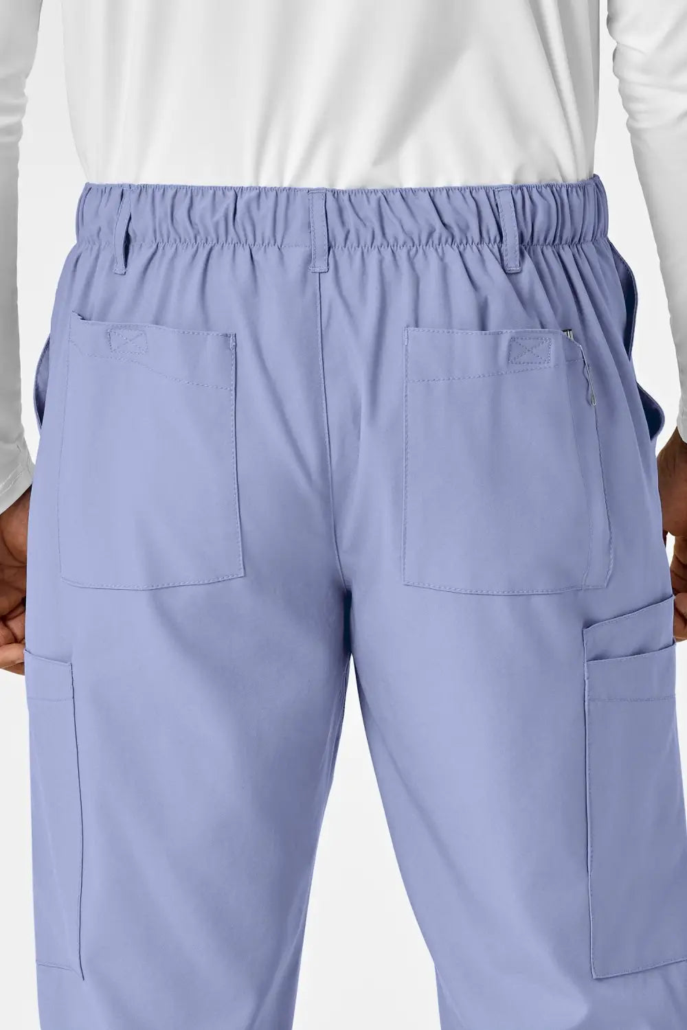 Pantalons de tenue médicale bleu ciel pour homme avec taille élastique et poches